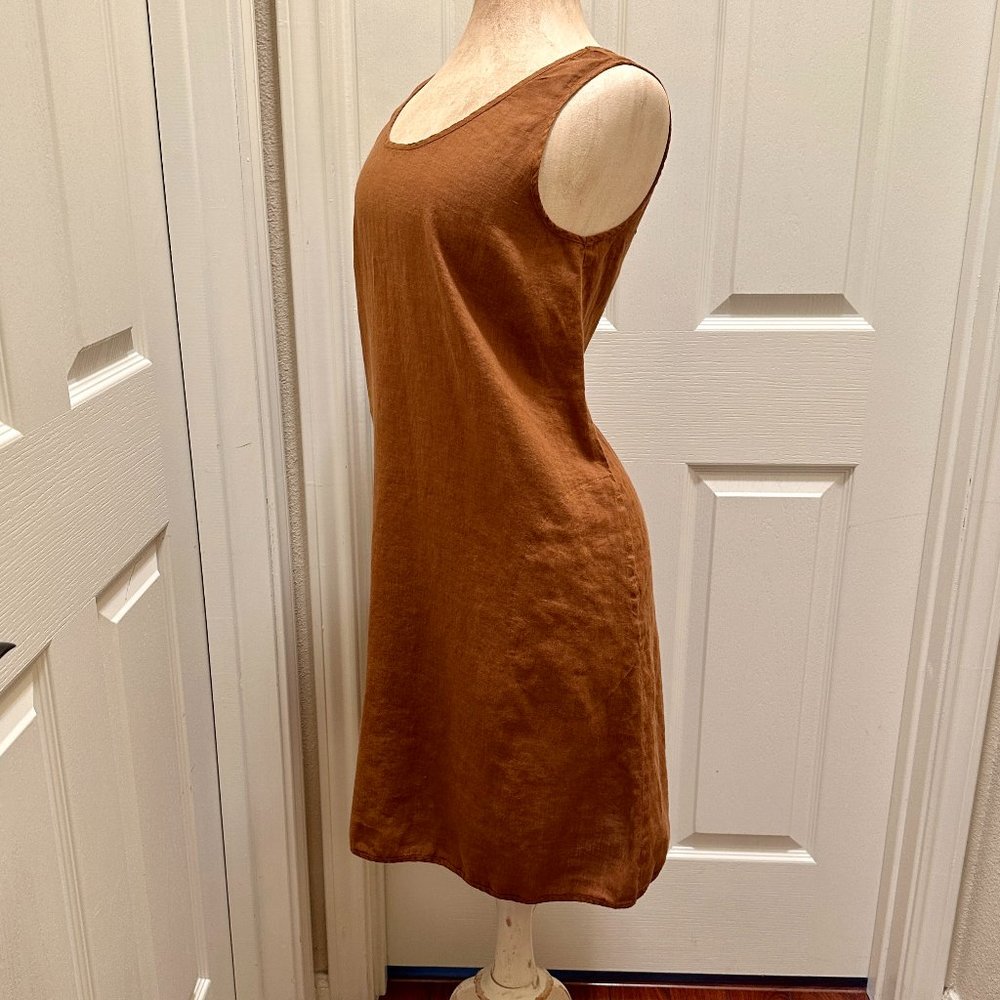 Chic Chico's Design 100% Linen Sleeveless Brown Midi Dress Size 1( USA M/8) - Picture 9 of 12